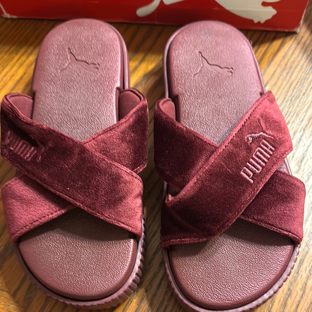 Puma Burgundy Velvet Slides